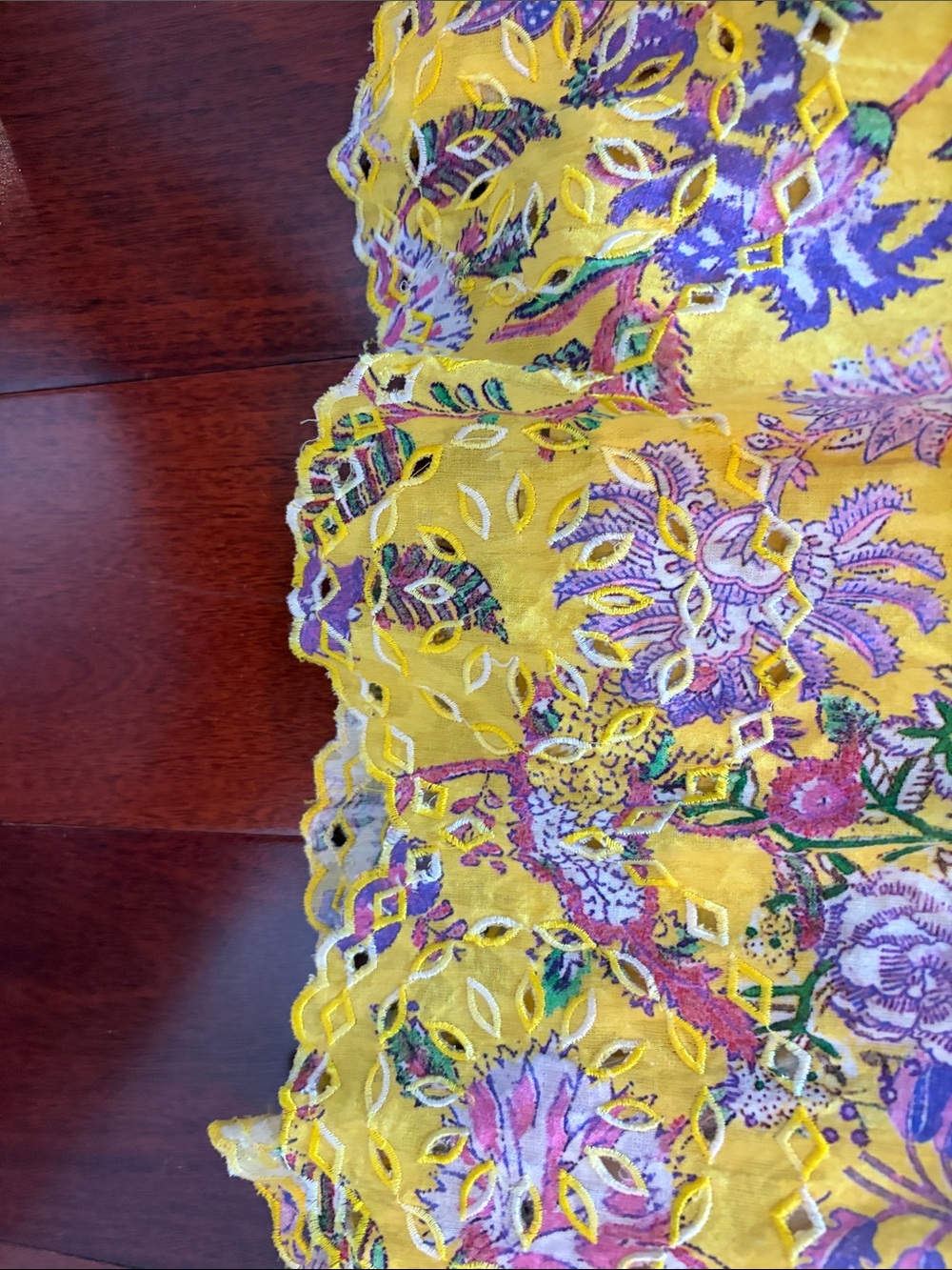 HEMANT & NANDITA Purple, Pink & Yellow Floral Tiered Maxi Skirt - Picture 3 of 3